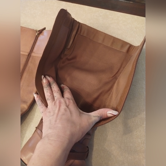 Franco Sarto Lapis brown leather zip up tall boots - Picture 12 of 16